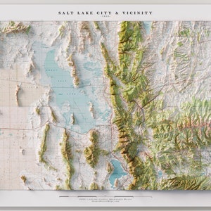 Salt Lake City & Umgebung, Utah - 1954 USGS Seamless Mosaic - Topografische schattierte Reliefkarte Druck
