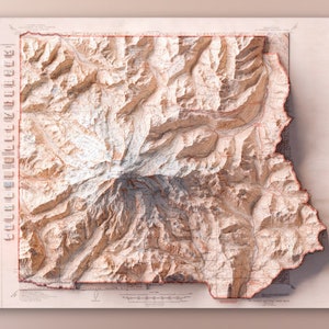 Parc national du Mont Rainier - Topo historique de l'USGS, rendu 3D de 1938 - Impression 2D