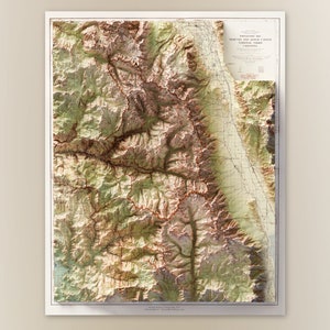 Sequoia-Kings Canyon National Park (1948) Sierra Range, Kalifornien - Historische USGS - Topographic Shaded Relief Map Print