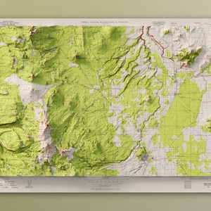 Three Sisters Oregon Vintage Topographic Map: Shaded Relief Wall Art