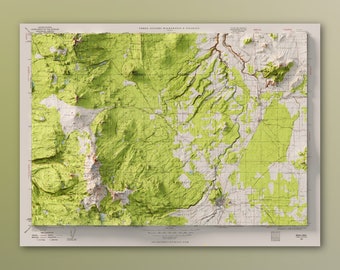 Three Sisters Oregon Vintage Topographic Map: Shaded Relief Wall Art