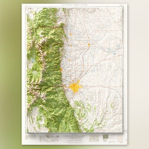 Colorado Front Range (1955) - Historic USGS Seamless Composite -  Topographic Shaded Relief Map Print