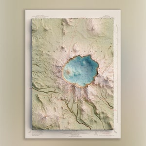 Crater Lake National Park Map (1908 edition) - Vintage Oregon Topographic Shaded Relief Map