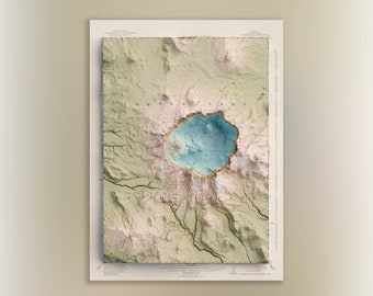 Crater Lake National Park Map (1908 edition) - Vintage Oregon Topographic Shaded Relief Map