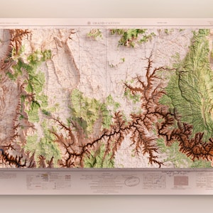 Parque Nacional do Grand Canyon - Topo histórico do USGS renderizado em 3D de 1953 - Impressão 2D
