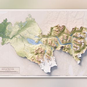 Kenai River, Alaska - Hydrographische Karte - Schattierte Reliefkarte