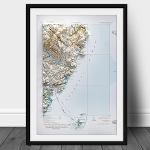 York & Kittery, Maine - 1920 Küste Neuenglands - 3D Render, 2D-Druck
