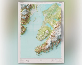 Kenai Peninsula West (1958) - Historic Alaska USGS Quad Composite - Topographic Shaded Relief Map Print