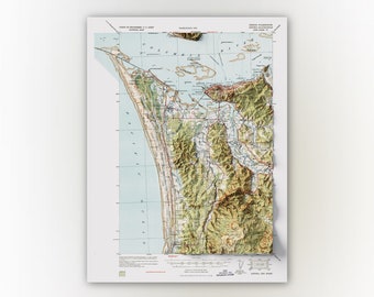 Astoria (1936)- Historic Oregon USGS Quad - Topographic Shaded Relief Map Print