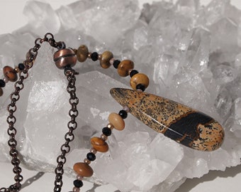 Bruine/Zwarte Jasper HangerKetting