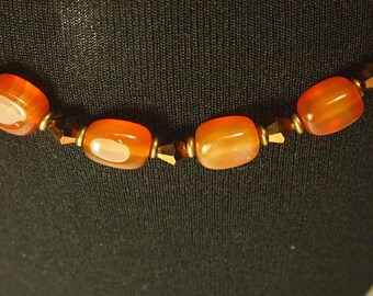 Rechthoekige Carneool kralen ketting