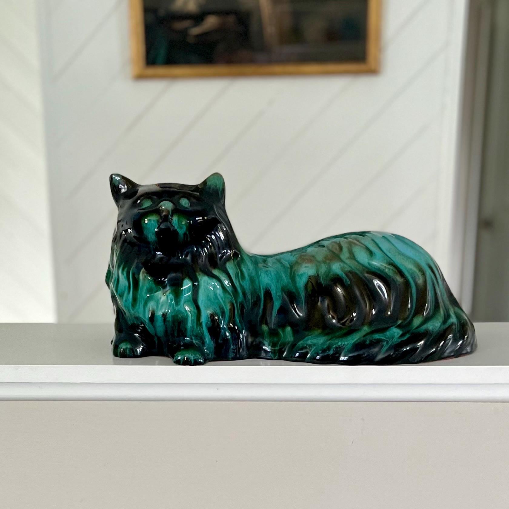 Blue Green Mcm Cat Figurines - Etsy