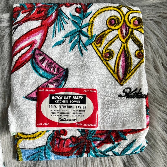 Retro Kathaway Towel Apron Brand New Vintage Terry Kitchen Set Quick Dry Terry Made in Canada Bright Retro Decor Etsy
