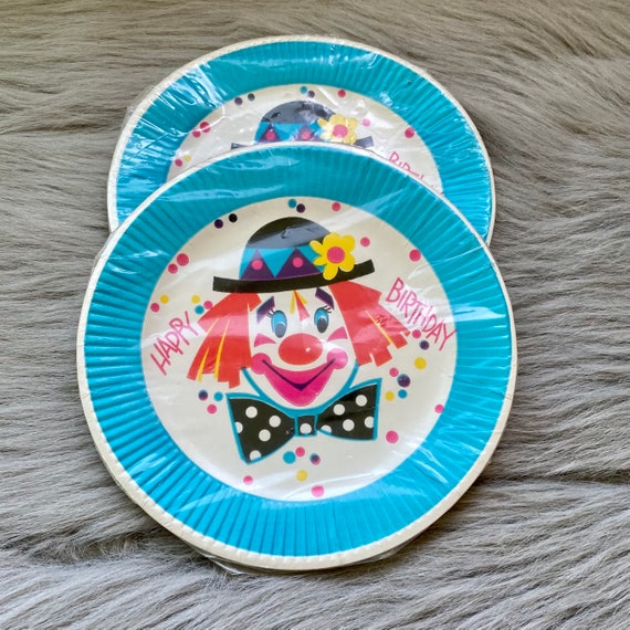 Vintage Clown Happy Birthday Paper Plates - Class… - image 1