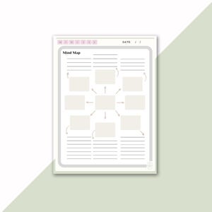 Druckbare Mind Map Vorlage, A4 Brainstorm Planer (PDF) - Sofortiger digitaler Download