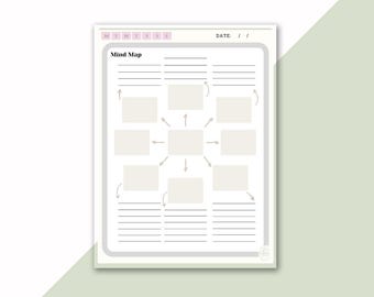 Printable Mind Map Template, A4 Brainstorm Planner (PDF) - Instant Digital Download