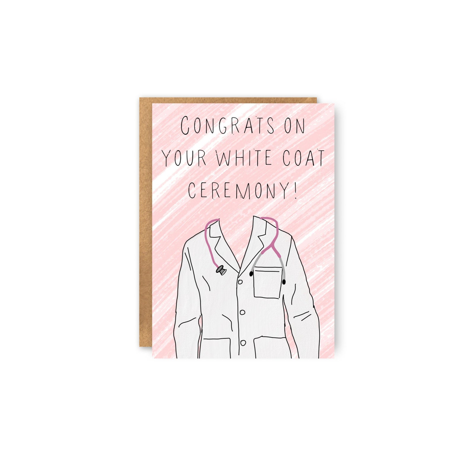 White Coat Ceremony Card Pink Accents Pa School Md School Etsy