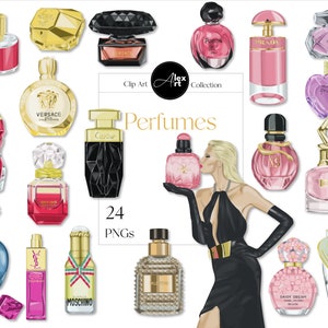 Luxury Perfumes Clip Art, High Fashion Fragrances Clip Art, Fashion Accessories Clipart, Cosmetics Clip Art Illustration, Planner Stickers