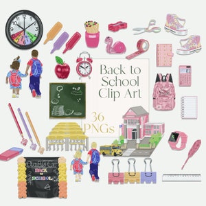 Back to School Clipart, Students Clipart, School Clipart, Stationery Clipart, School Stickers, Student Planner Stickers, School Bus, Pencil