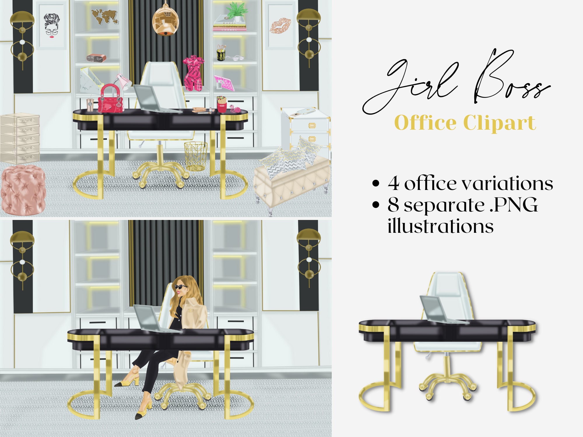 Girl Boss Office Clipart, Boss Babe Office Clipart, Business Lady