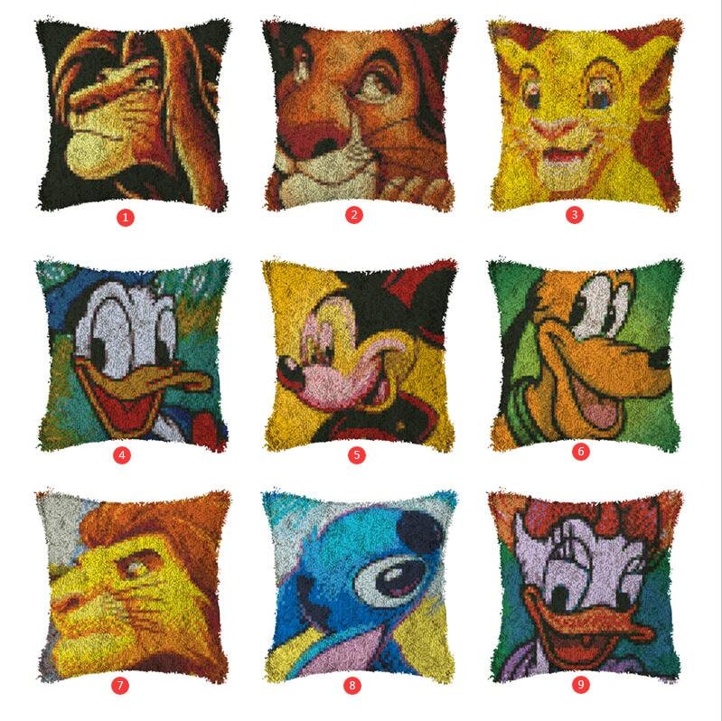 Latch Hook Cushion Kits Disney Mickey Color Pillow Case Haak Etsy