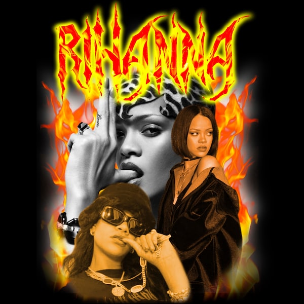 Rihanna png, png file, bootleg, T-shirt design for Dtg, Dtf, Sublimation, music, downloadable, printable,