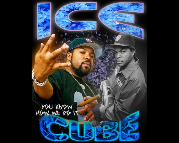 Ready to Print, Rap Tee Design, Ice Cube PNG File, Vintage Bootleg