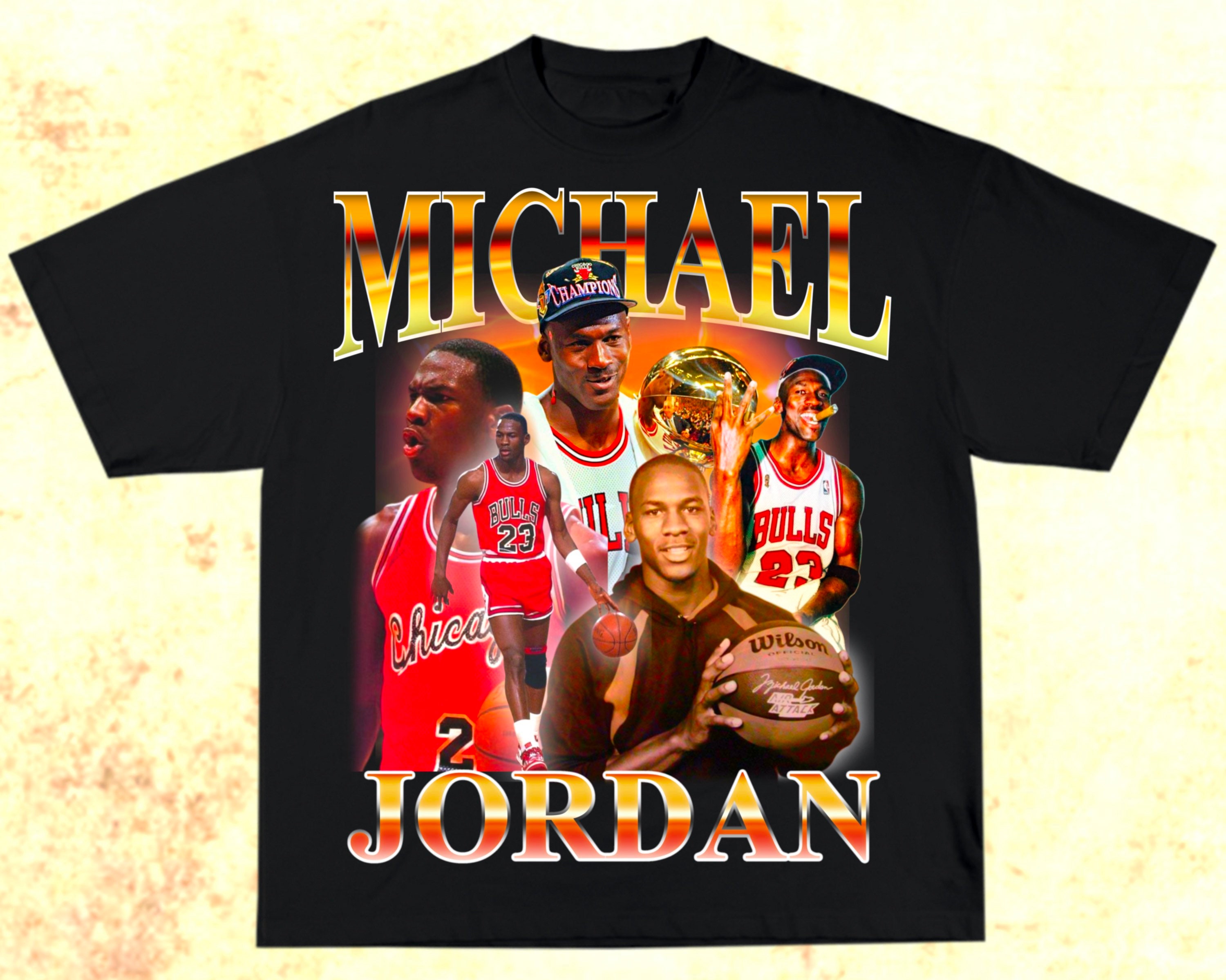 Michael Jordan 90s Bootleg T-shirt Design PNG Clear Background 