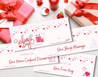 Printable Valentines Day Coupons, Valentines Day Coupons, Valentines Day Gift, Last Minute Valentine's Day Gift, Valentines Gift for Her