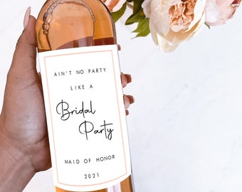 Wine Label, Bridesmaid Proposal Gift, Maid of Honor Proposal Gift, Bridesmaid Proposal Wine Label, Wine Bridesmaid Label, Bridal Party Gift