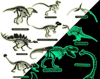 Glow in The Dark Dinosaur Fossil Wall Stickers - 10 Large Bright Wall Decals for Bedroom Walls and Ceilings - for Boys Room and Girls Room