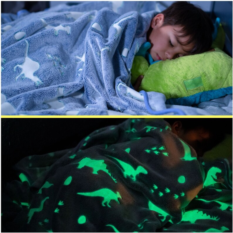 Dinosaur Glow in the Dark Blanket Super Bright Super Soft Etsy