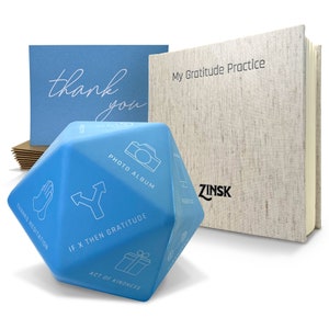 Gratitude Journal and 20 Sided Gratitude Dice with Daily Gratitude Exercises - Fight Depression & Anxiety - Positivity, Self Care, Self Help
