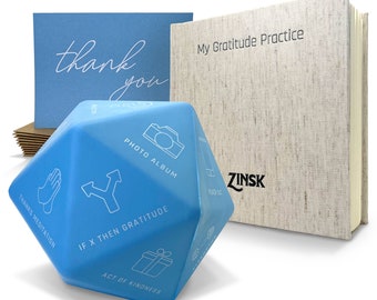 Gratitude Journal and 20 Sided Gratitude Dice with Daily Gratitude Exercises - Fight Depression & Anxiety - Positivity, Self Care, Self Help