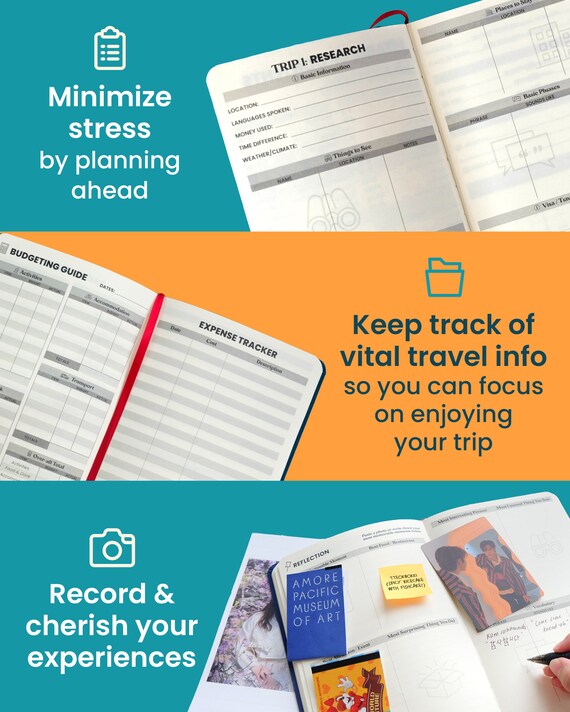 A5 Size Hardcover Travel Journal Notebook and Planner Travel