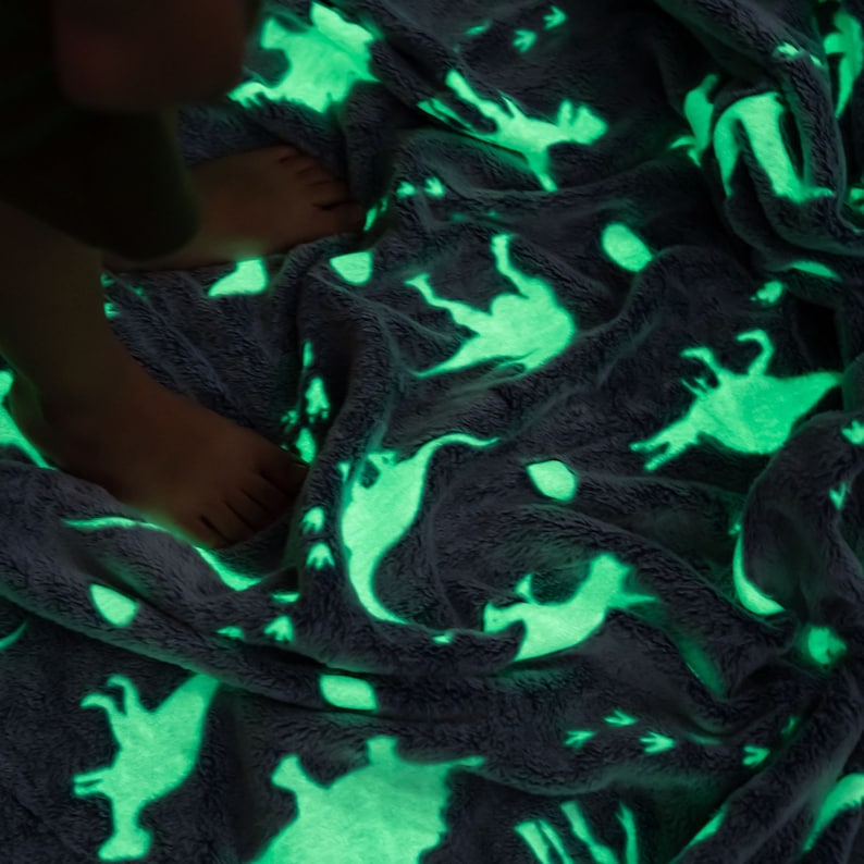 Dinosaur Glow in The Dark Blanket Super Bright Super Soft Etsy