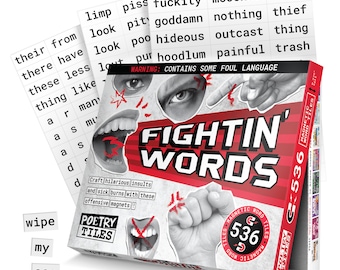 Poetry Tiles - 536 Fightin' Words Word Magnets - Obscenities, Insults, and Swear Words Themed Kit for Refrigerator Poems and Stories