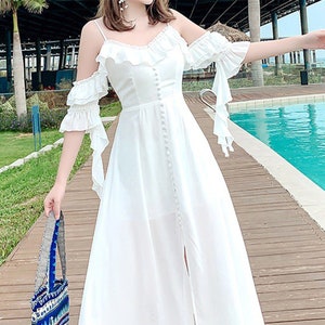 White Chiffon Dress Etsy Singapore
