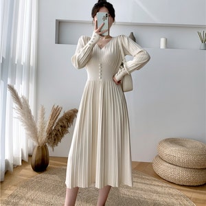 White long sleeve winter dress hotsell