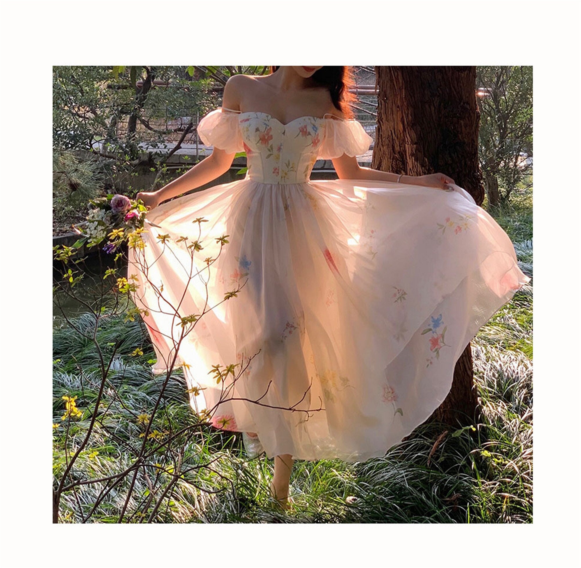 Fairycore dress with corset back, pockets and hood. — Celtic Fusion