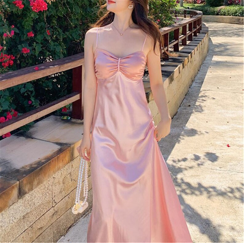 Pink Slip Dress Wedding Guest Dress Fairy Prom Dress Etsy