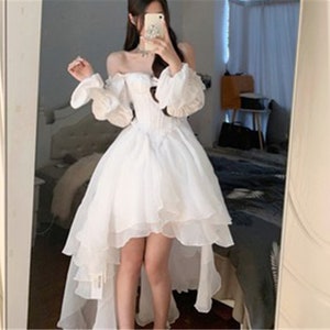 White Tea Break Dress Romantic Dress off Shoulder Dress - Etsy