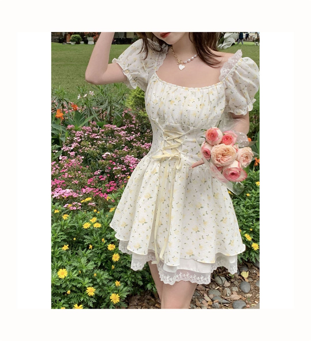 Floral Dress Vintagedress Victoriandress Milkmaiddress - Etsy