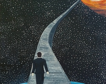 Space Travel Painting Art Print, Universe muur kunst, Planet ruimte home decor