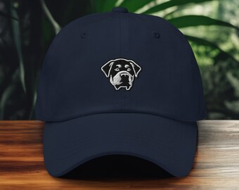 Rottweiler Embroidered Dad Hat, Rottie Dog Adjustable Baseball Cap, Gift for Puppy Lovers, Moms, and Dads