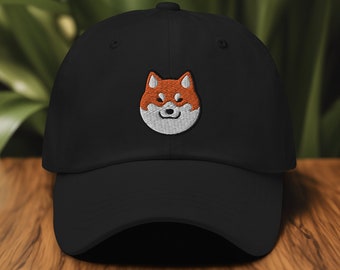 Shiba Inu Dad Hat, Embroidered Adjustable Baseball Cap, Unique Dog Gift for Puppy Lovers, Moms, and Dads
