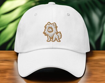 Pomeranian Prestige: Embroidered Pom Dad Hat, Adjustable Baseball Cap, Unique Gift for Dog or Puppy Lovers, Moms, and Dads