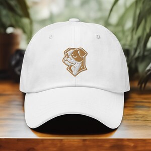 Boxer Dad Hat,  Gold and White Embroidered Dog Adjustable Baseball Cap, Unique Gift for Puppy Lovers, Moms, and Dads