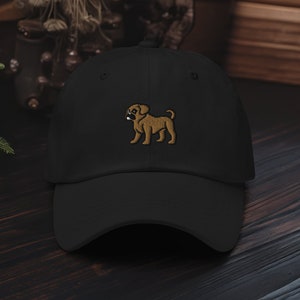 Boxer Dad Hat, Gold, White, and Black Embroidered Dog Adjustable Baseball Cap, Unique Gift for Puppy Lovers, Moms, and Dads