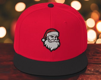 Santa Claus Embroidered Snapback Hat, Christmas Baseball Hat